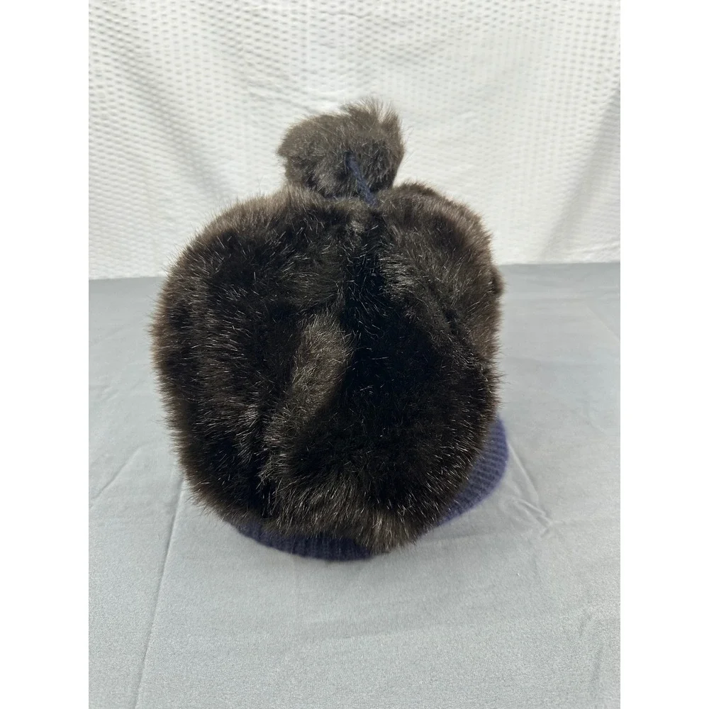 Vintage Dark Brown Mink Fur Hat Womens Pillbox Bucket Winter Cap One Size